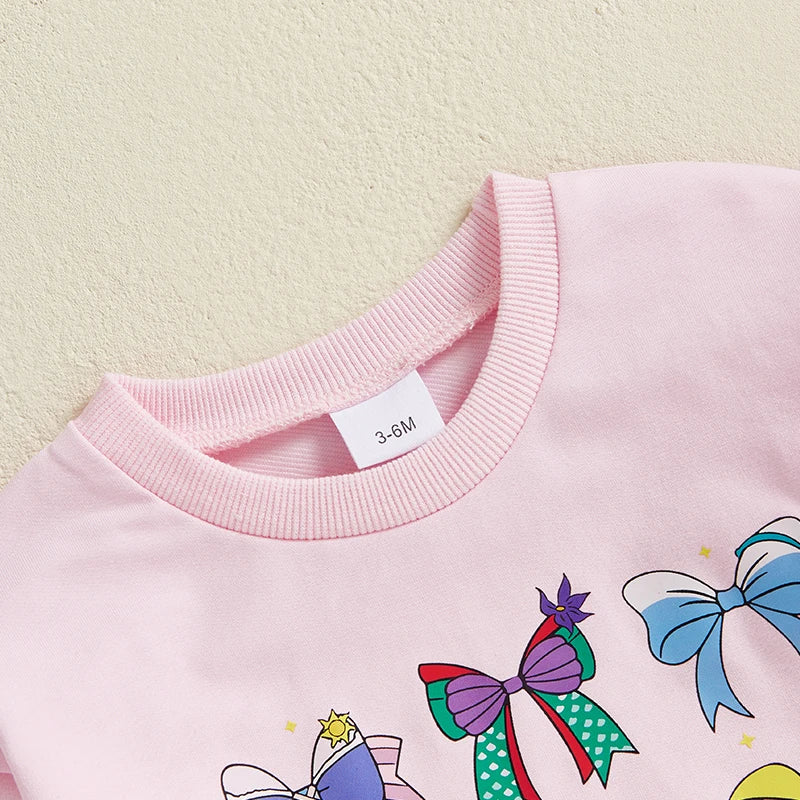 Lovely Baby Spring Romper - Long Sleeve Bowknot Print Sweatshirt Jumpsuit (0-18M)