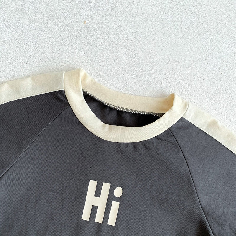 Children's Letter Print T-Shirt and Shorts Outfit Set