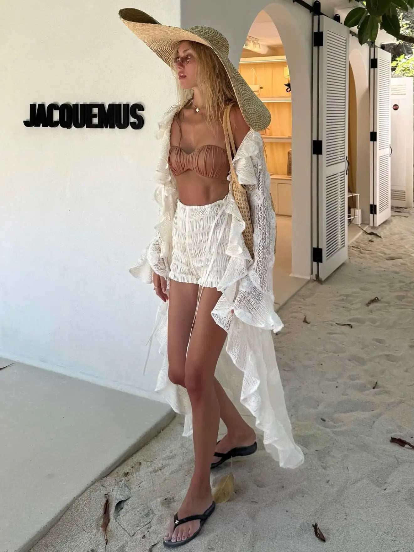 Women's 3D Flower Cover Up Dress - Flying Sleeve Beach Long Dress