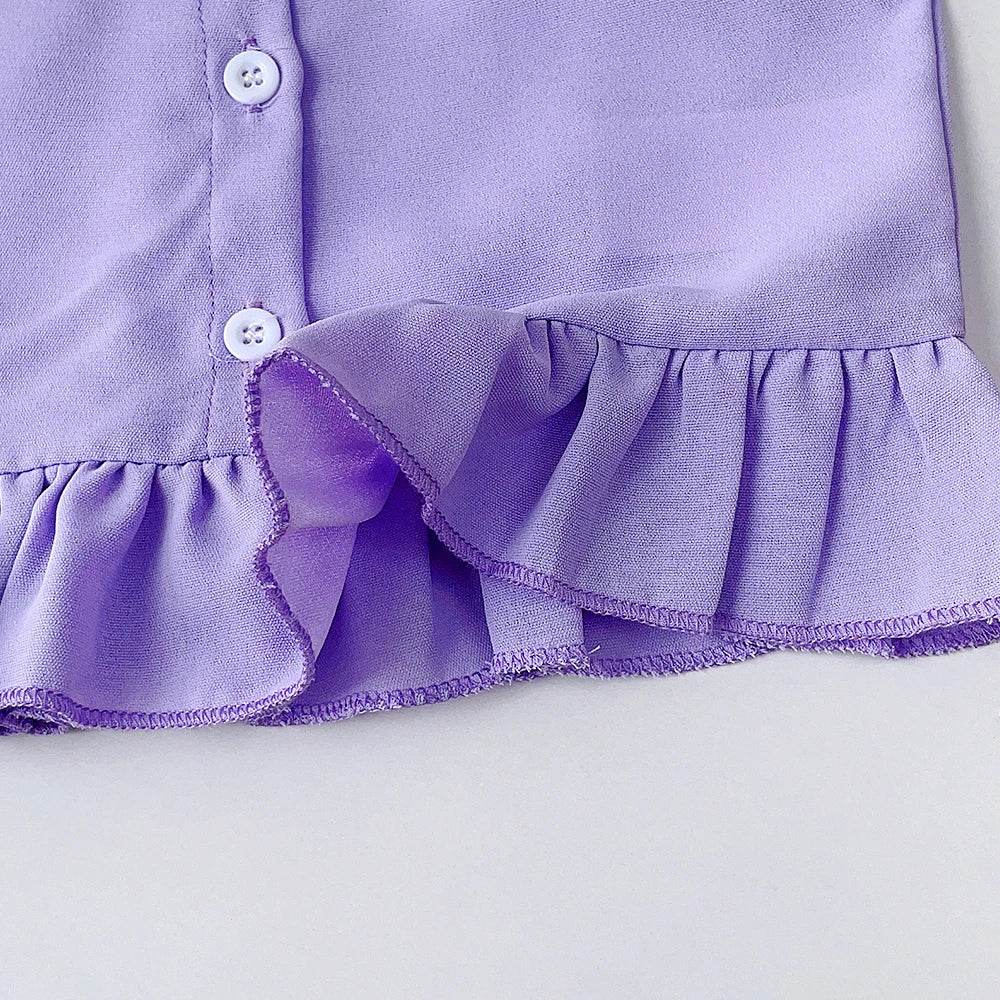 Girls' Summer Outfit Set - Solid Suspender Top with Floral Shorts 2-Piece