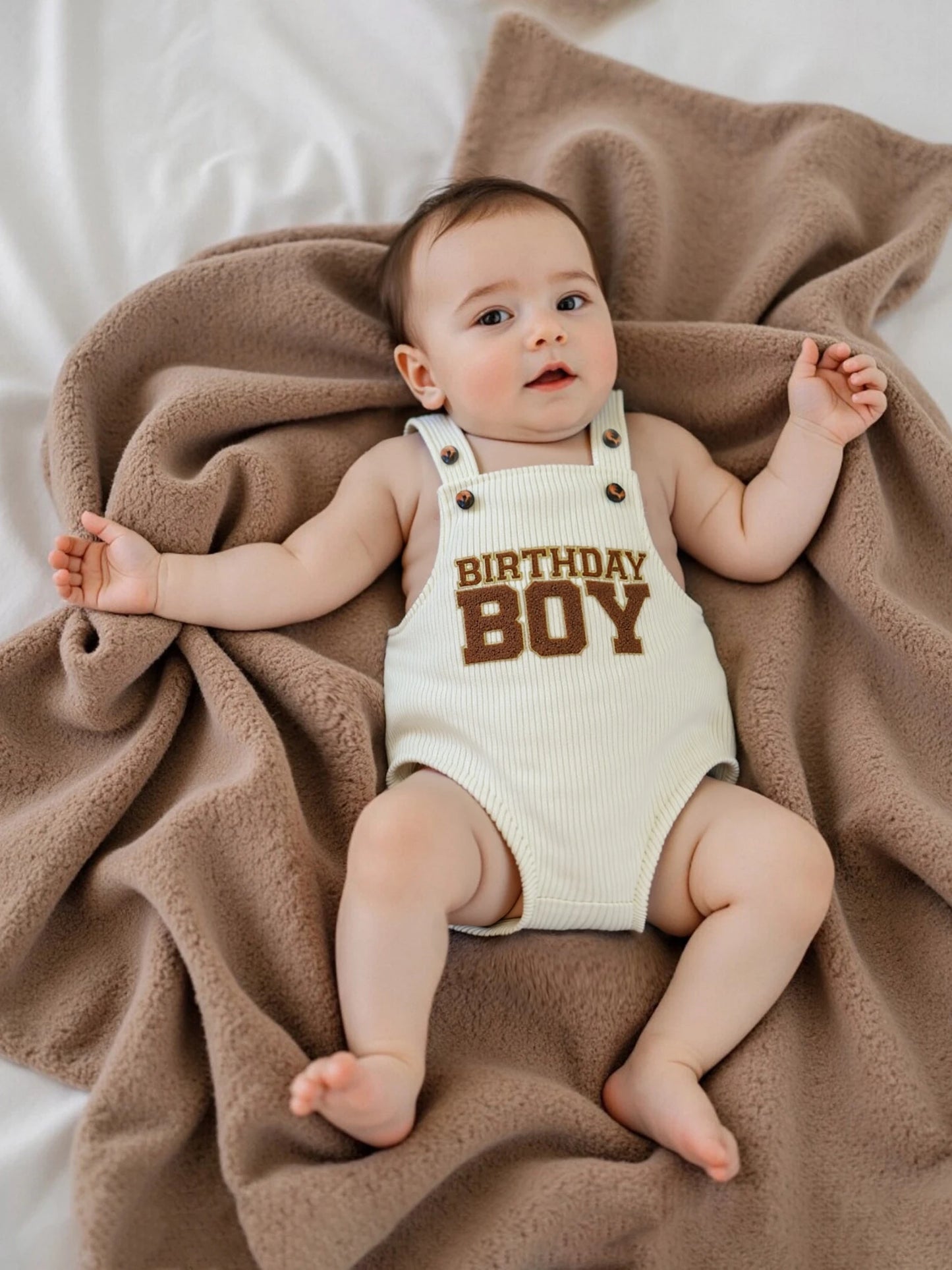 Newborn Baby Boys Romper - Letter Embroidery Square Neck Sleeveless Jumpsuit (0-18M)