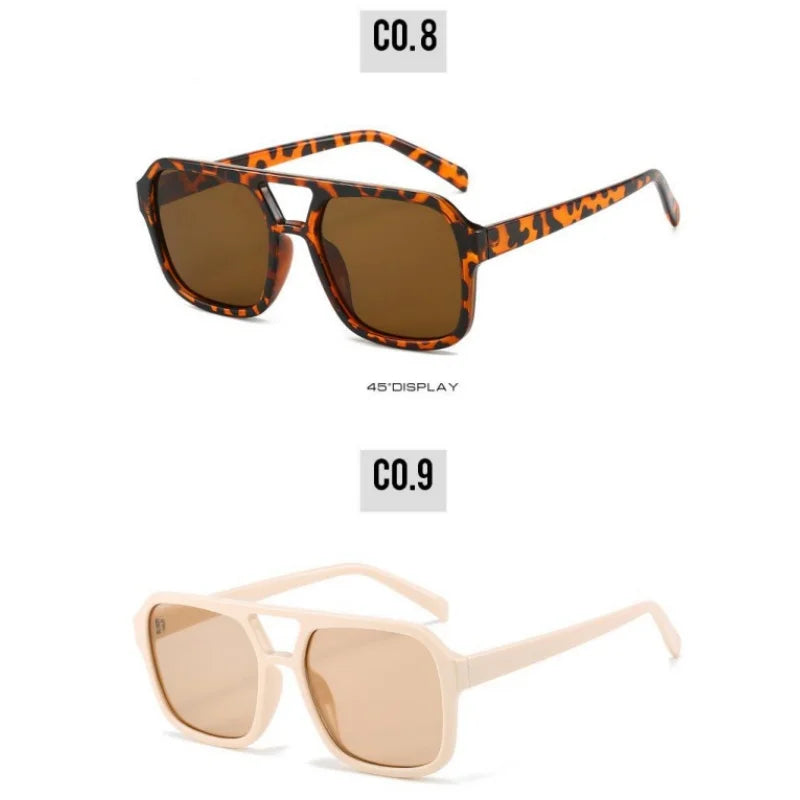 Women's Retro Square Sunglasses - Large Frame UV400 Protection Eyewear