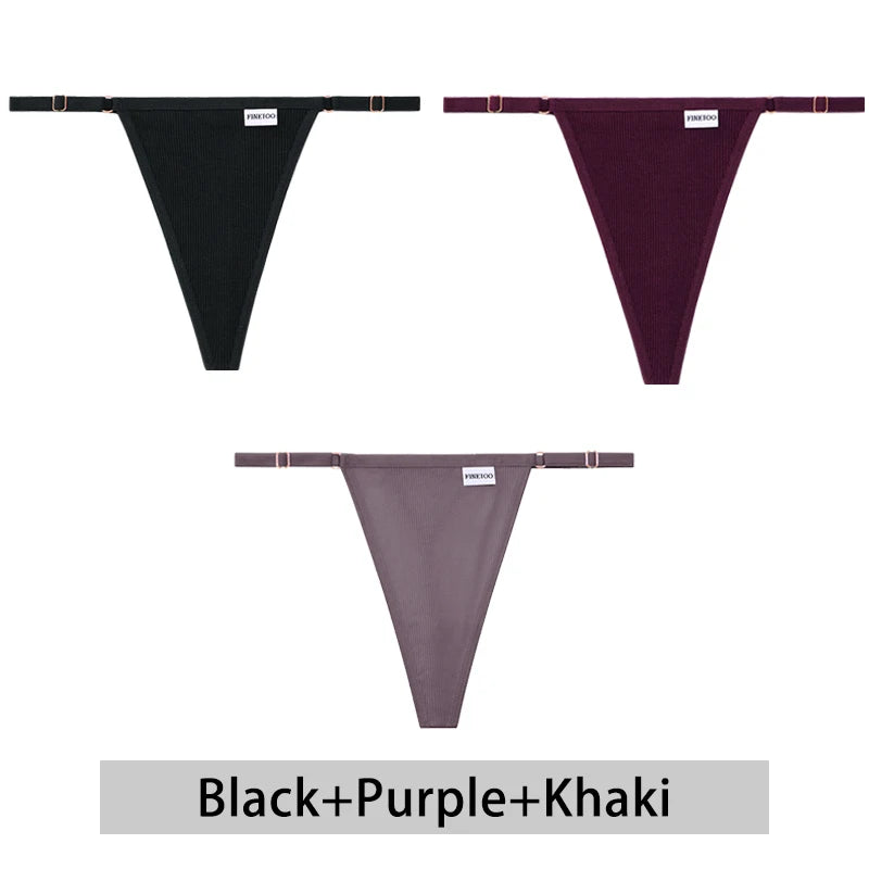 Women's Cotton Thong Set - 3 Pack Low-Rise Bikini Panties