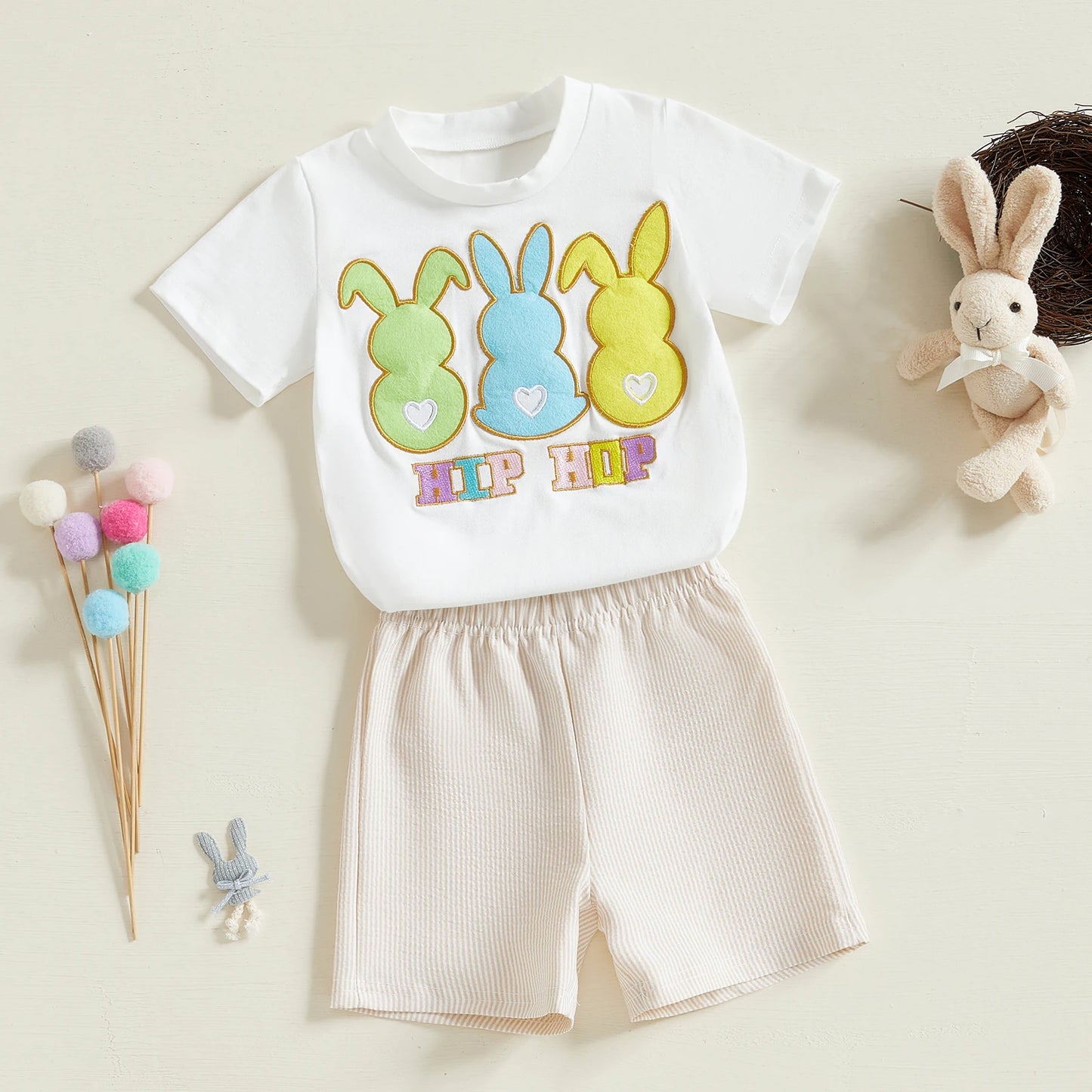 Baby Girls Easter Romper Set - Carrot Print Long Sleeve Jumpsuit with Bow Headband