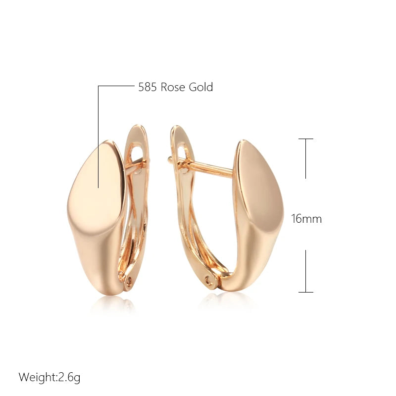 585 Rose Gold Colour Glossy Dangle Earrings Simple Rhombus Earrings For Women