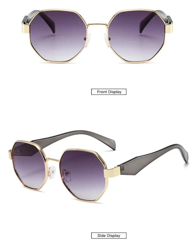 Trendy Polygonal Metal Frame Sunglasses - Women's Retro UV400 Protection