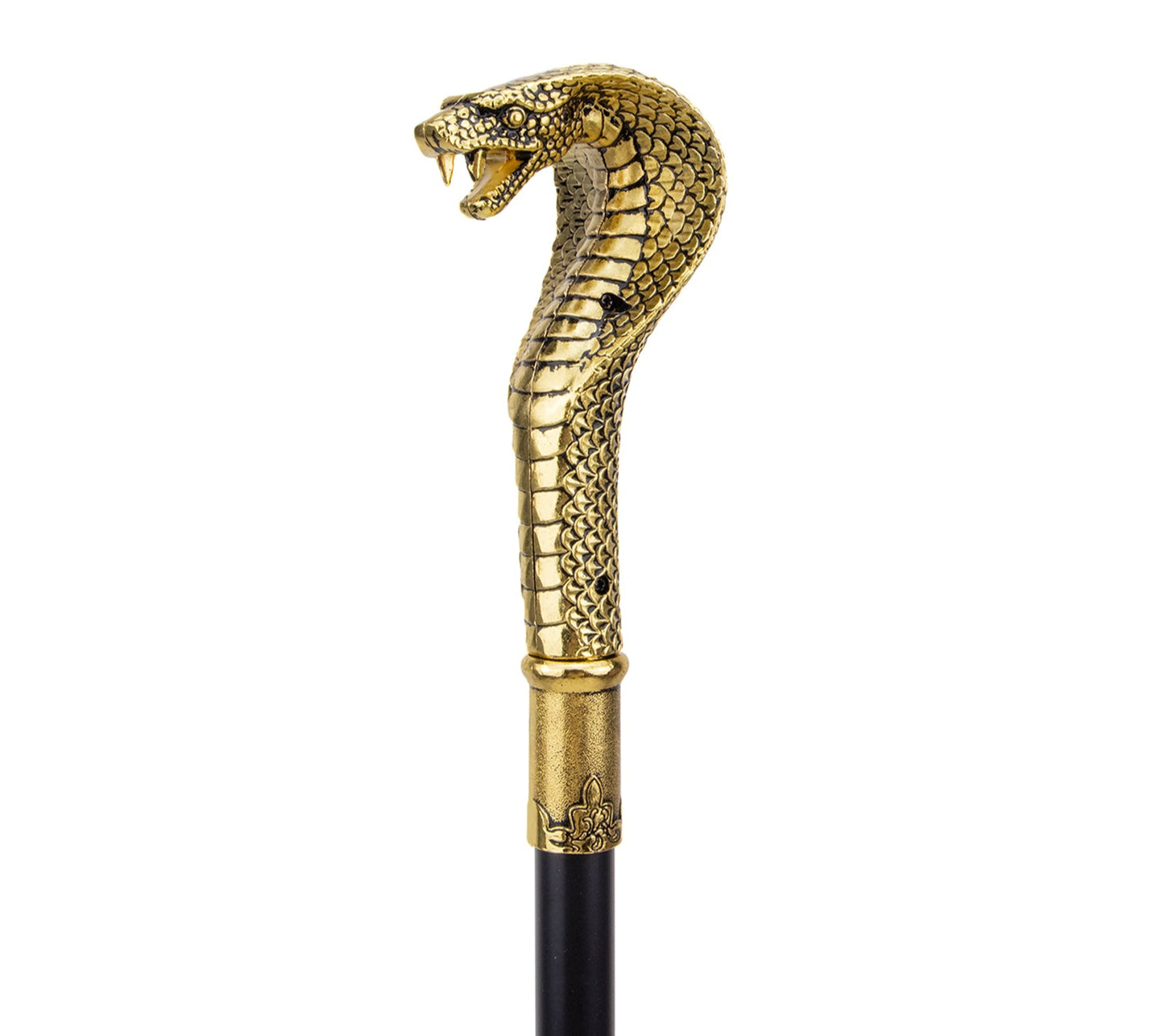 Luxury Snake Handle Walking Stick 93cm - Elegant Gold Black Decorative Cane