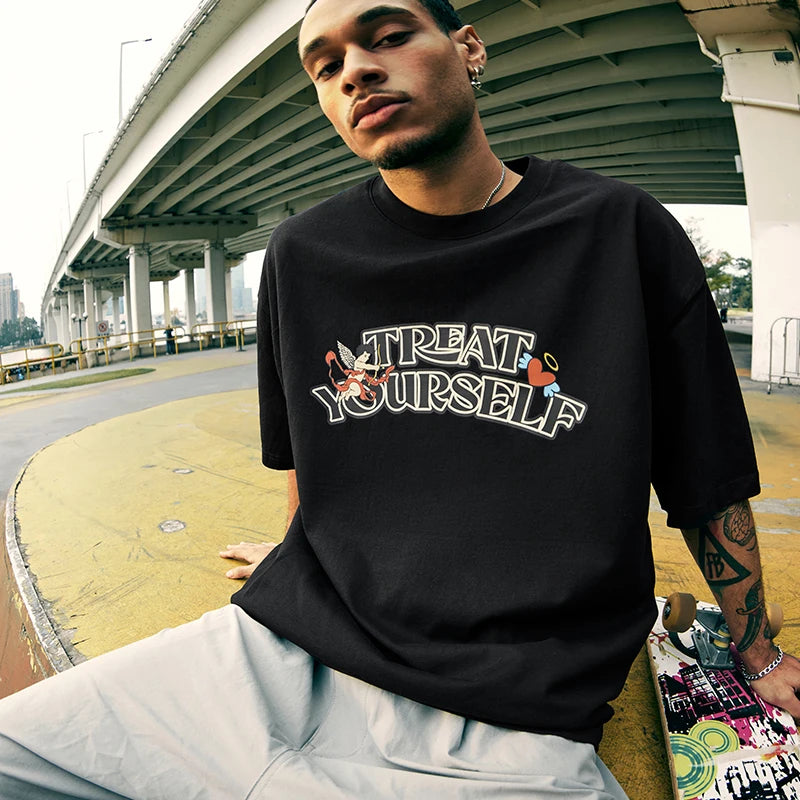 Men's Cupid Printed Street Loose Cotton Short Sleeve T-Shirt