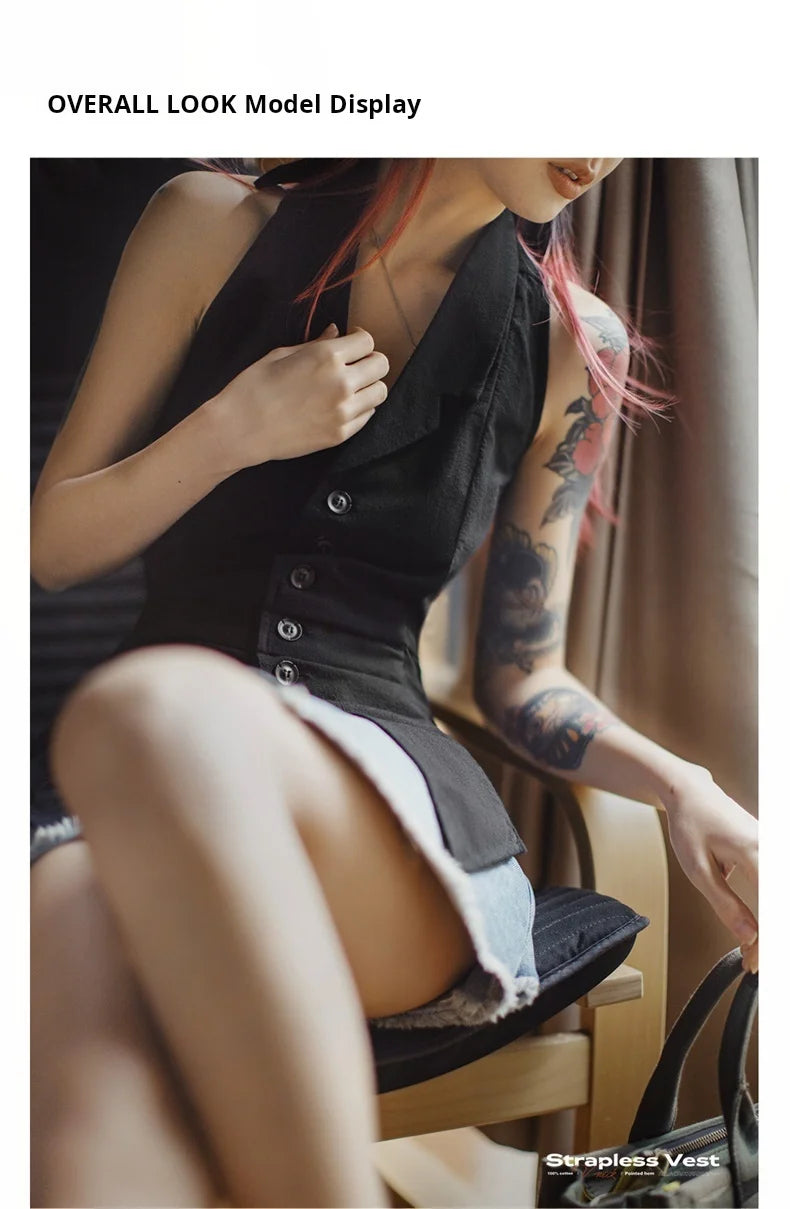 Women's V-Neck Halter Vest - Sleeveless Bodycon Tank Top