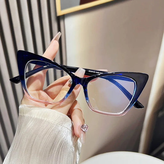 Women's Cat Eye Fashion Glasses - Retro Anti-Blue Light Large Frame Computer Eyewear