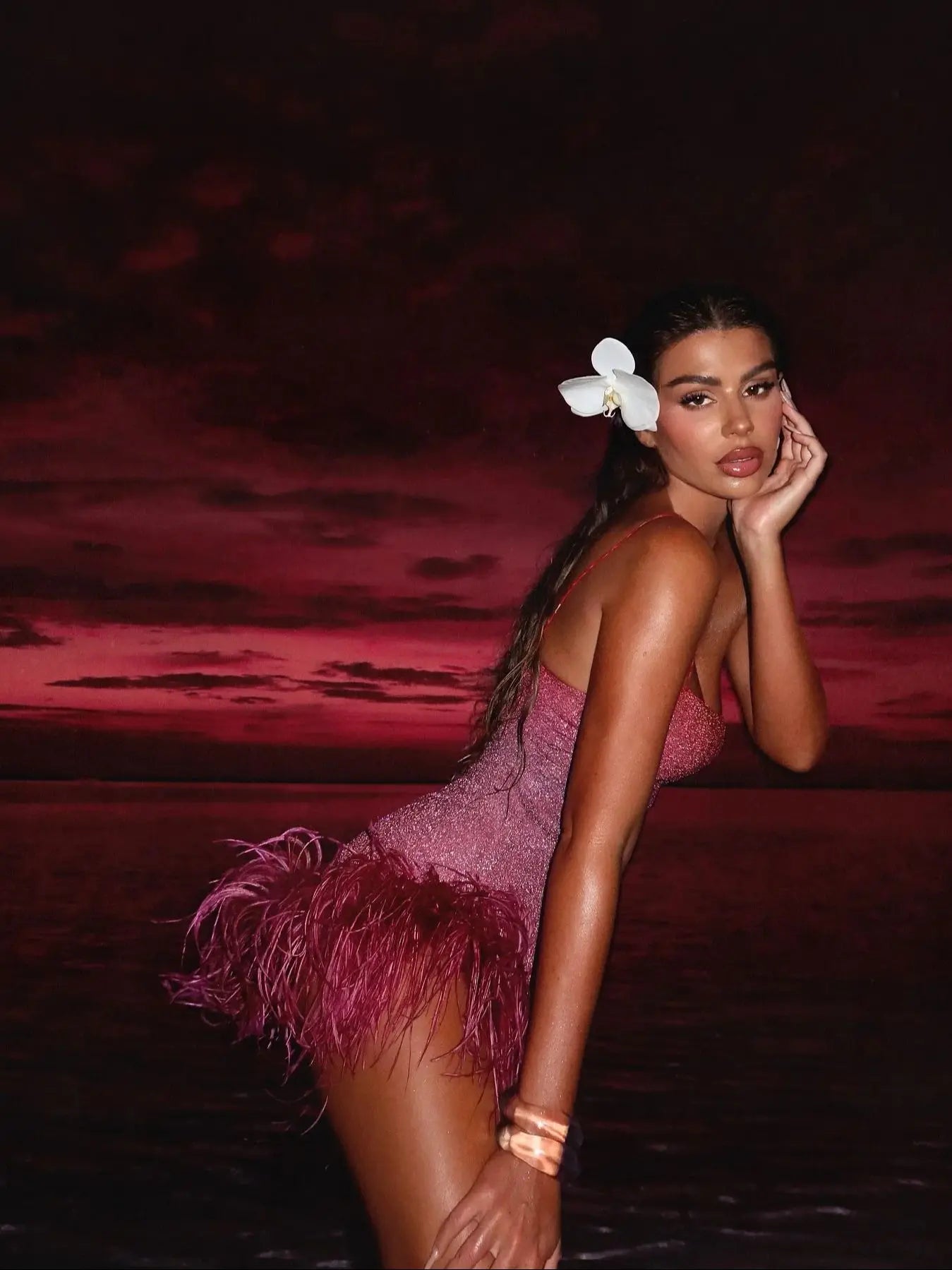 Sparkly Feather Mini Dress - Sleeveless Party Dress