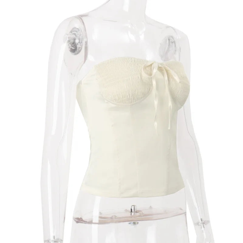 Women's Strapless Corset Top - Backless Bustier Crop Top for Club Parties