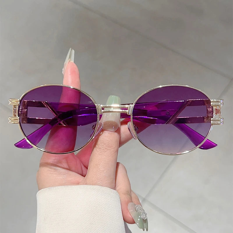 Unisex Vintege Oval Gradient Casual Sunglasses