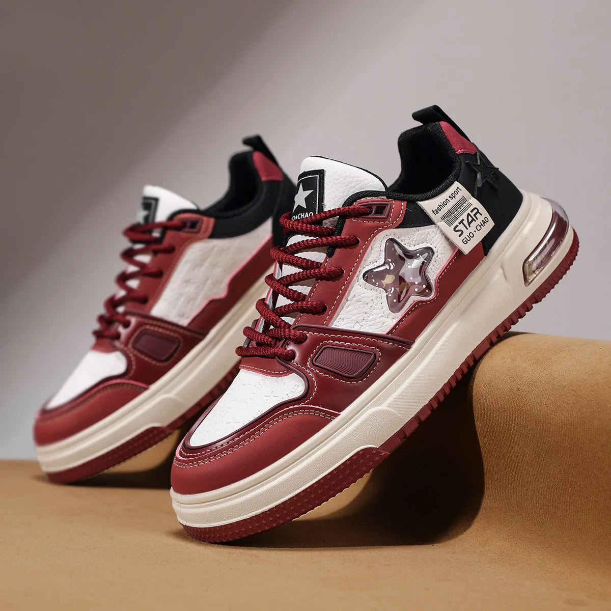 Men's Casual Stars Platform Crystal Fish Skateboard Sports Sneakers
