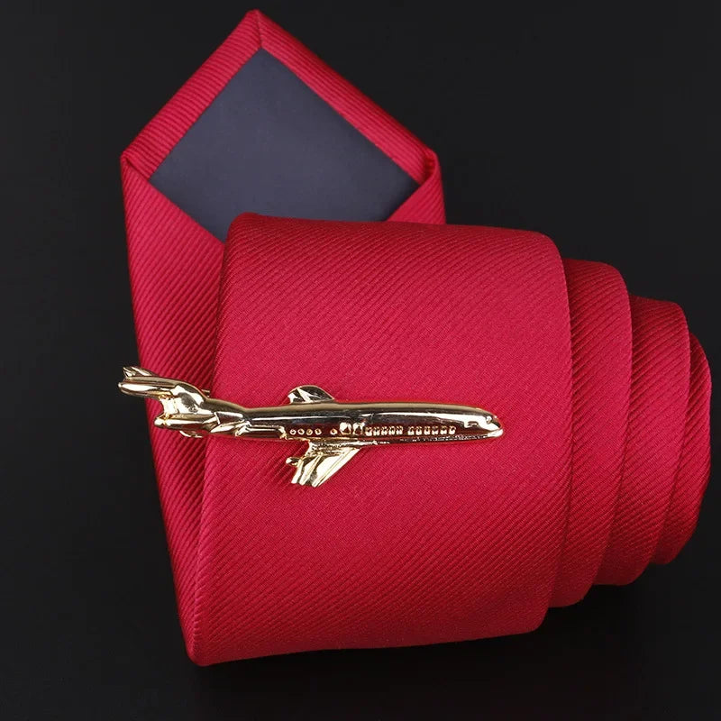 Airplane Copper Metal Tie Clip - Men's Professional Accessory