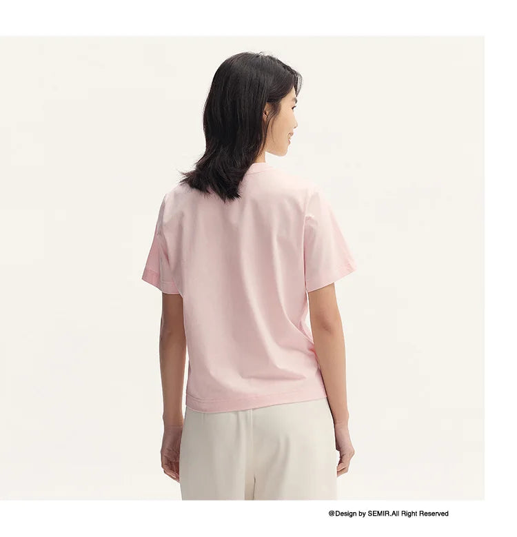 Women's Pure Cotton Short Sleeve T-Shirt - Simple Lettering Design