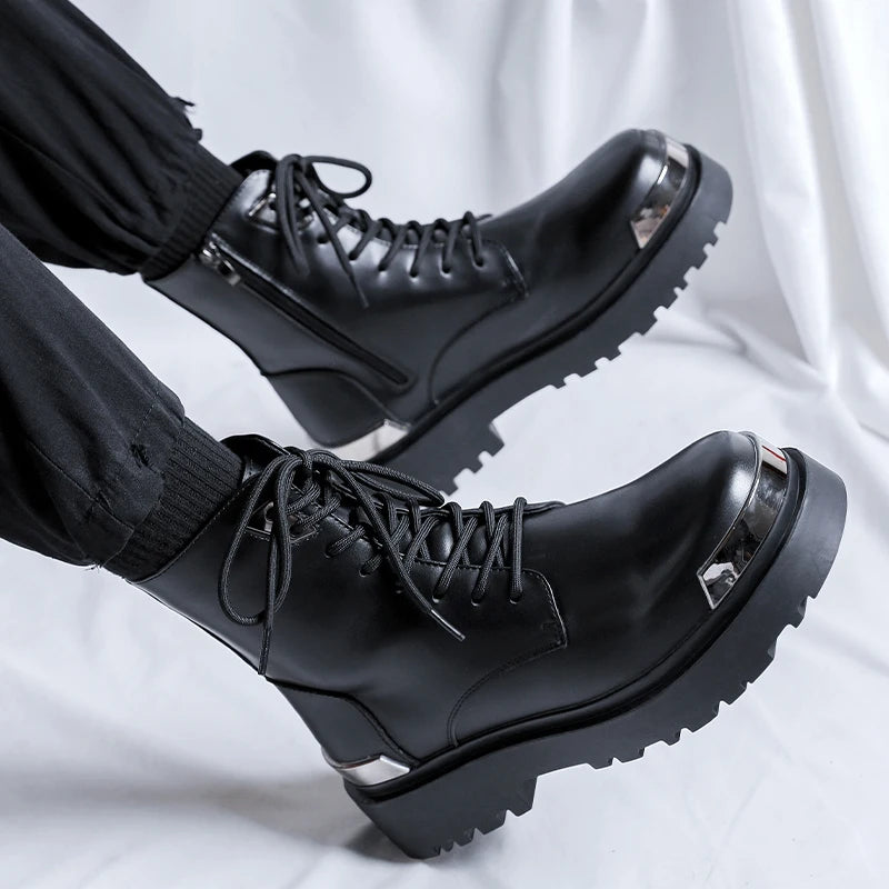 Men's Platform Casual Business Genuine Leather Ankle Boots