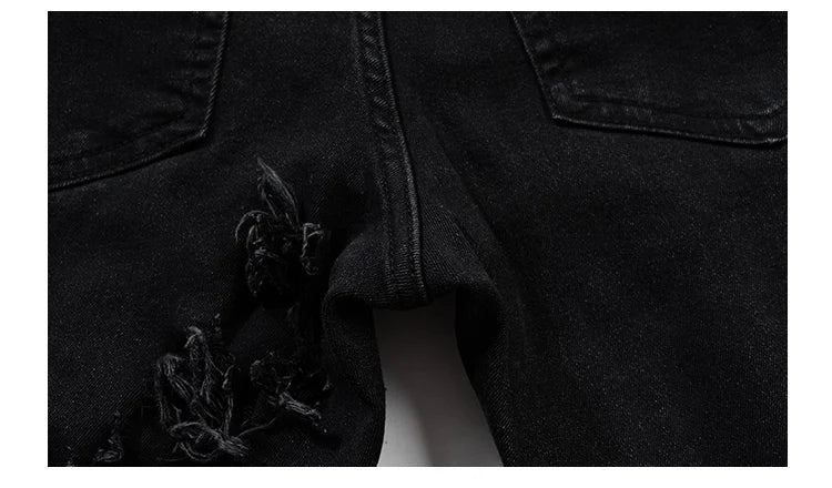 Men's Damage ripped Gothic flare pants skinny Jeans