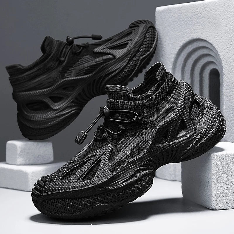 Men's Sports Mesh Running Sneakers Lace Up Comfortable Casual Sneakers