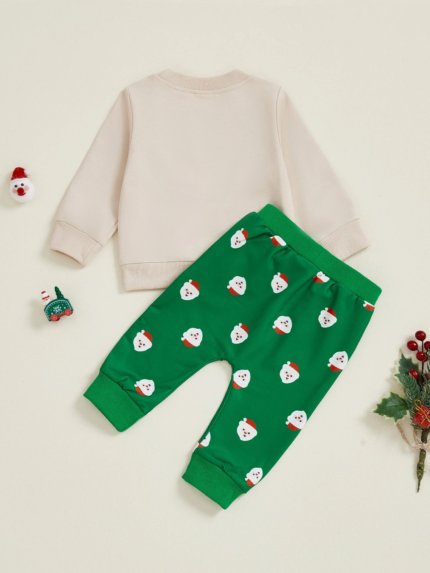 Baby Boys Christmas Gingerbread Outfit Set - Long Sleeve O-Neck Top & Drawstring Pants (0-3Y)