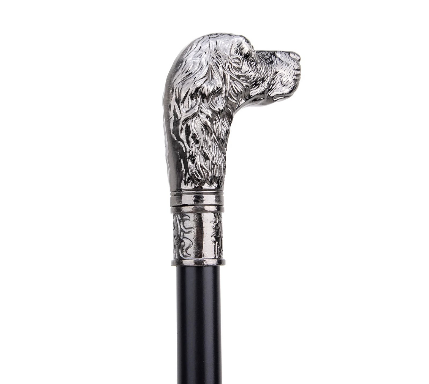 Elegant Dog Head Walking Cane - Decorative Silver Walking Stick 93cm