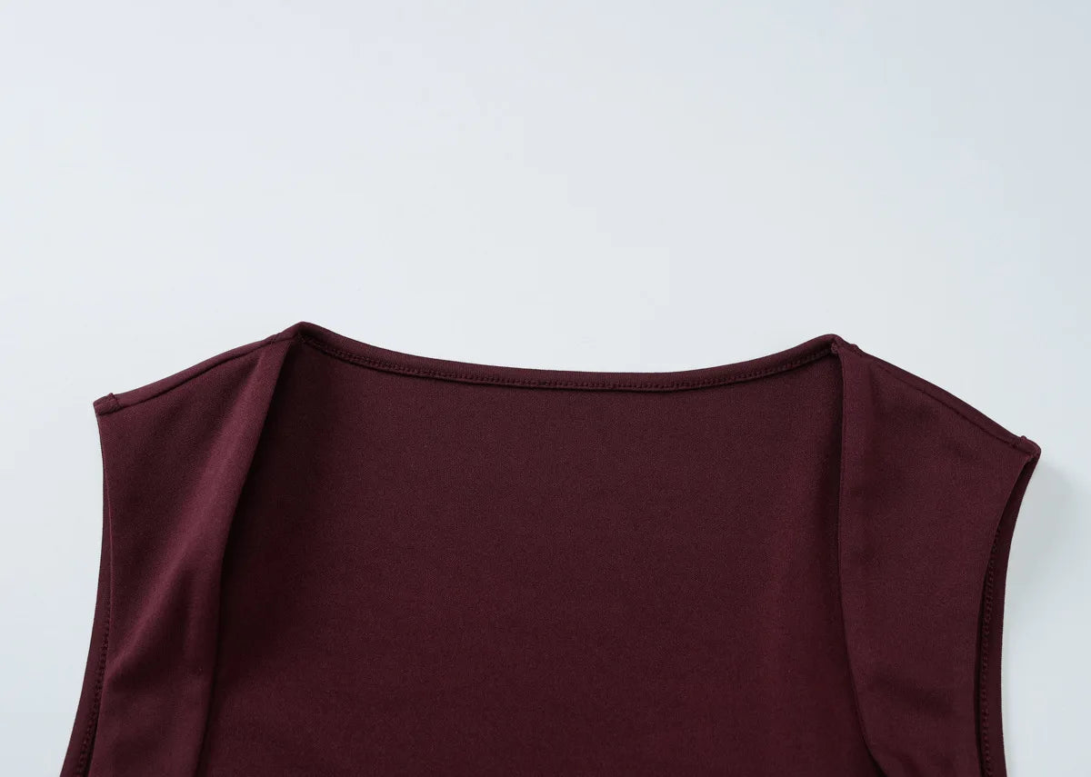 Women's Square Neck Elegant Maxi Outfits Sleeveless Bodycon Dress
