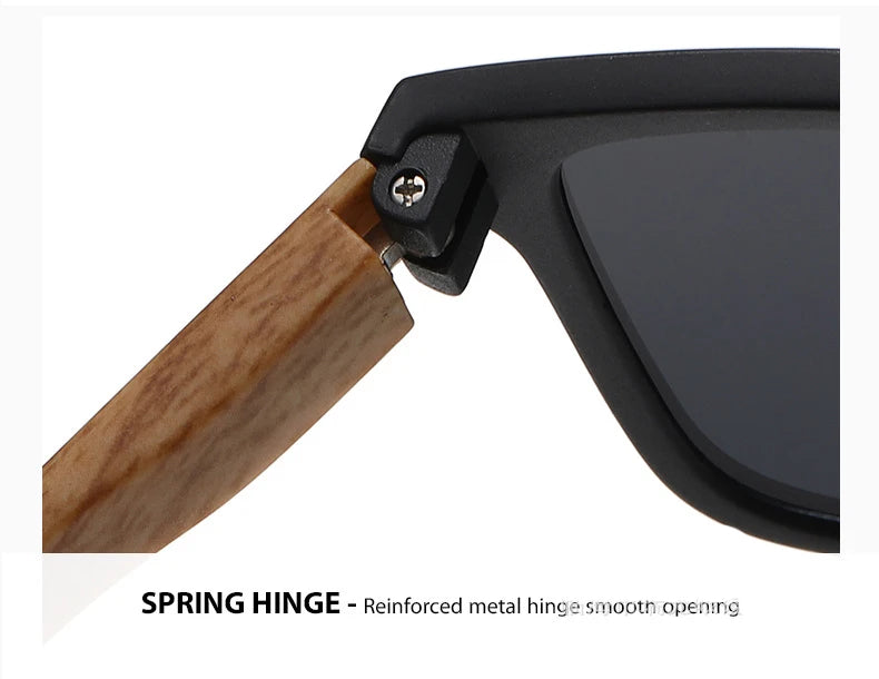 Unisex Square Sunglasses - Wood Effect UV400 Protection Driving Eyewear