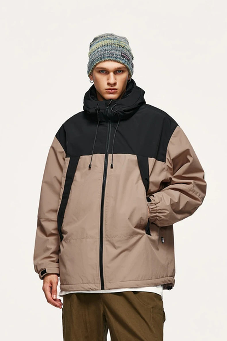 Unisex Winter Arctic Velvet Inner Parkas  High Neck Windproof Cotton Padded Hooded Jacket Outdoor Coat