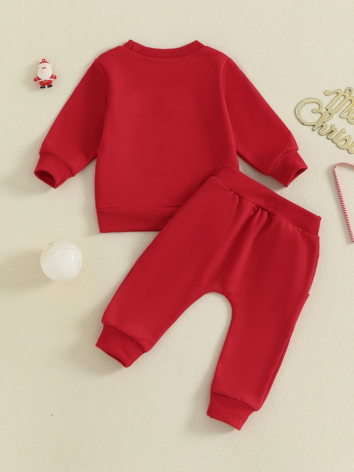 Infant Baby Boys Christmas 2-Piece Clothing Set - Santa Claus Embroidery Top & Pants (0-3Y)