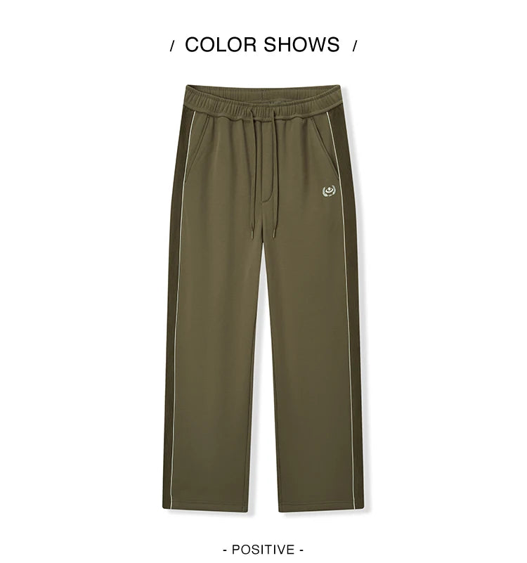 Men's Winter Knit Trousers - Loose Straight Leg Couple Casual Pants Black