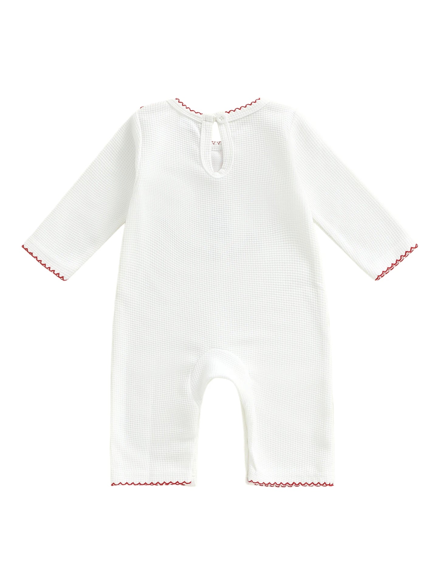 Baby Christmas Tree Embroidered Plaid Romper (0-6M)