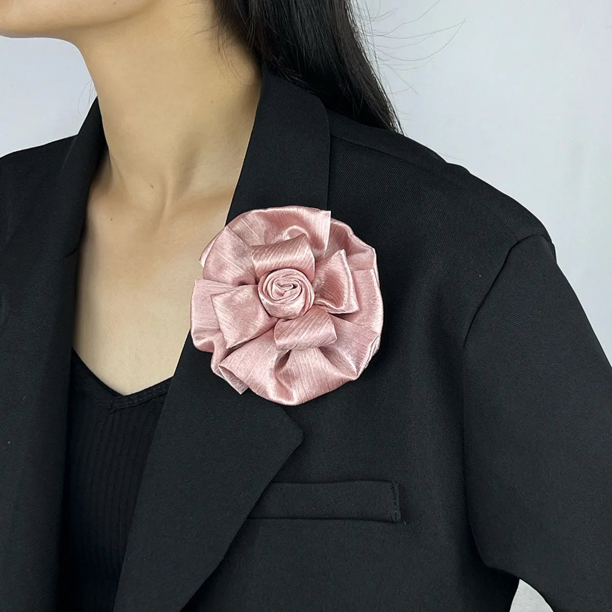 Handmade Fabric Flower Brooch - 11cm Corsage Lapel Pin for Women