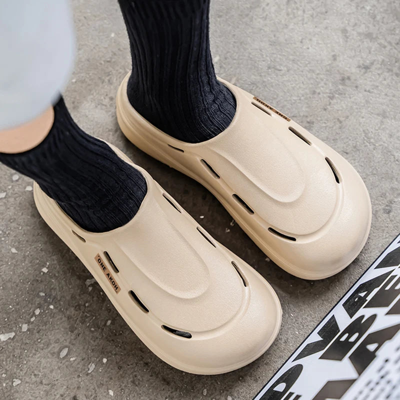 Men's Summer Slippers Platform Sandals Casual Soft Sandals Breathable Clogs Flip Flop Crocs
