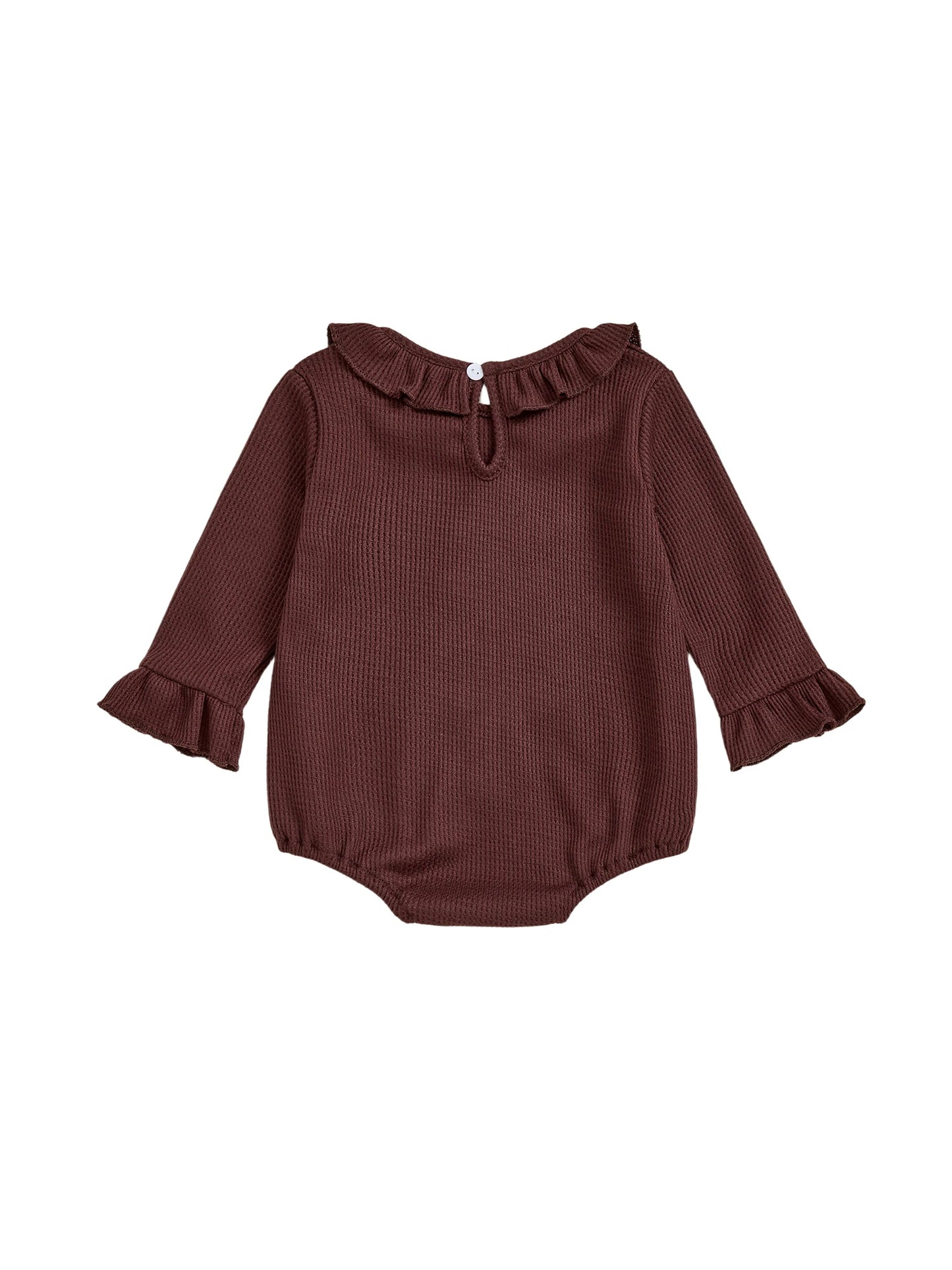 Baby Autumn Winter Romper - Football Embroidery Long Sleeve Ruffled Jumpsuit (0-18M)