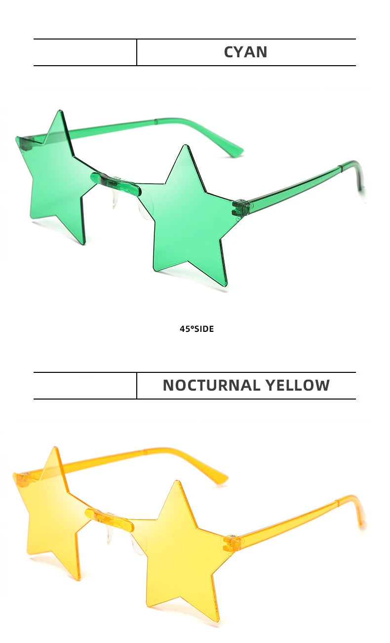 Women's 12/16 Pack Rimless Star Shaped Sunglasses Set