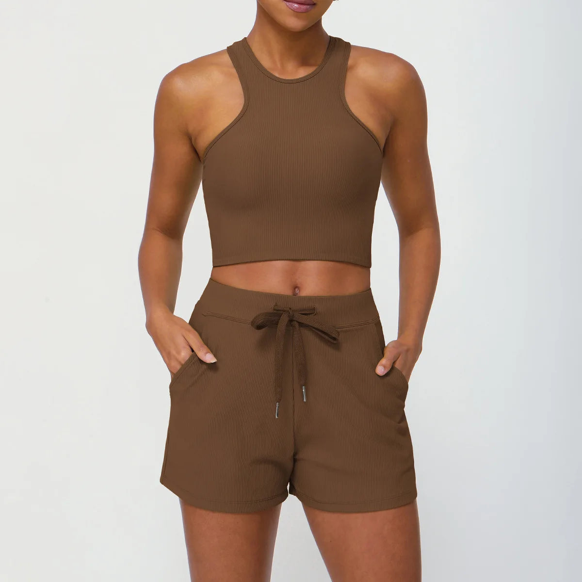 Women's Two Pieces Fitness Yoga Set Gym Breathable Quick Dry Running Short Sportswear Workout Set