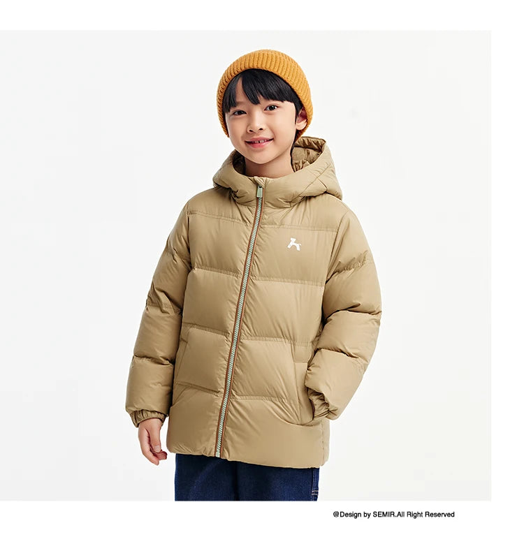 Children's Three-Proof Down Jacket - Hooded Winter Coat with Print