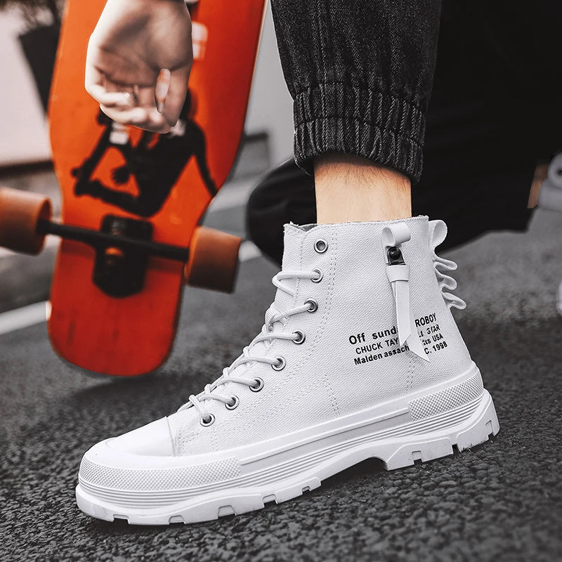 Men's Casual High Top Sneakers Platform Lace Up Ankle Boots Comfortable Canvas Shoes