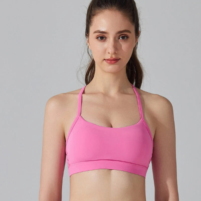 Women's Fitness Yoga Bra Buttery Soft Gym Crop Top Back Breathable Workout Top Sports Vest