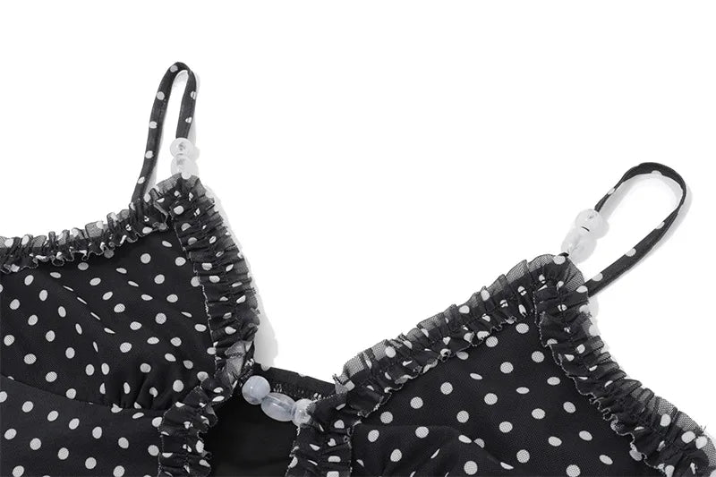 Women's Summer Boho Polka Dot Split Dress - V-Neck Backless Holiday Dress