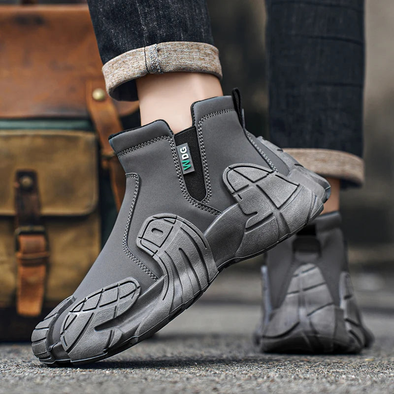 Men's Casual High Top Platform Skateboard Slip On Ankle Comfortable Vulcanized Sneakers