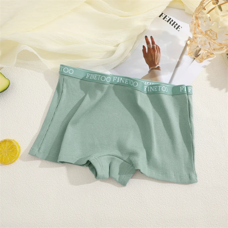 Women's Cotton Boxer Shorts - Seamless Mid Waist Safety Underwear