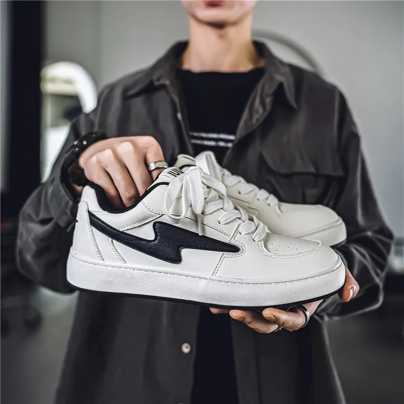 Men's Casual Sneakers Lightning Design Platform Skateboard Shoes Tennis Sports Shoes Outdoor Comfortable Vulcanized Sneakers
