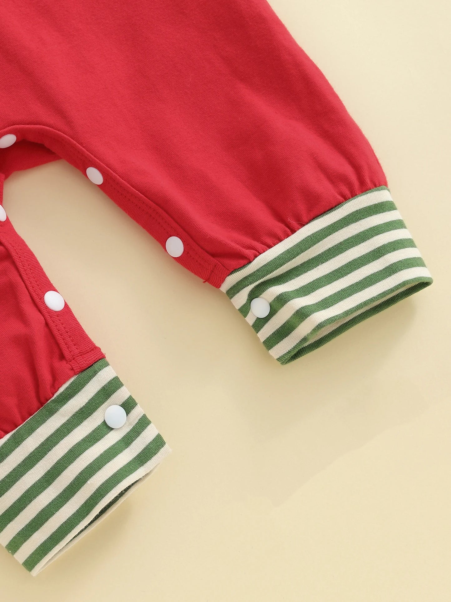 Newborn Baby Boys Fall Winter Christmas Clothes Set - Stripe Long Sleeve Romper, Embroidery Overall Pants & Hat