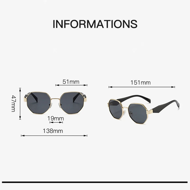 Trendy Polygonal Metal Frame Sunglasses - Women's Retro UV400 Protection