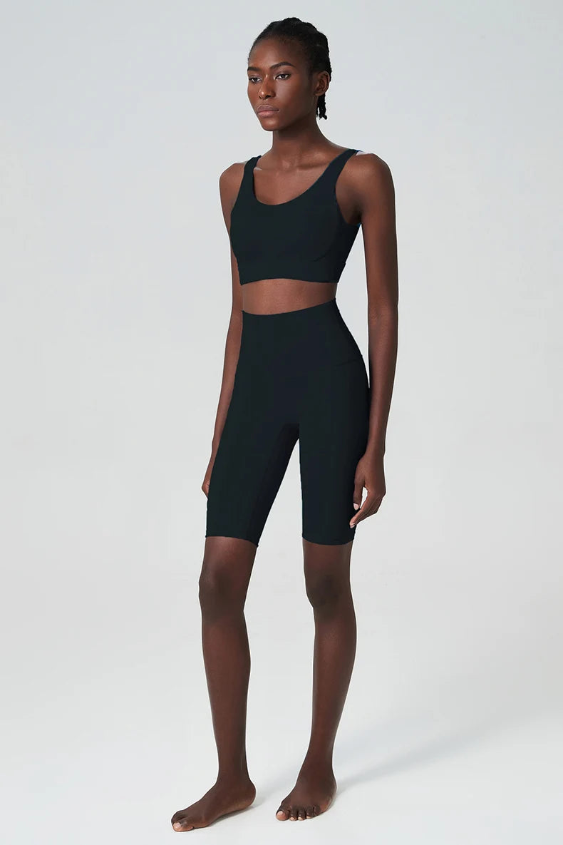 Women's 2-Piece Super Stretch Fitness Set - Short Top & Shorts Yoga Suit