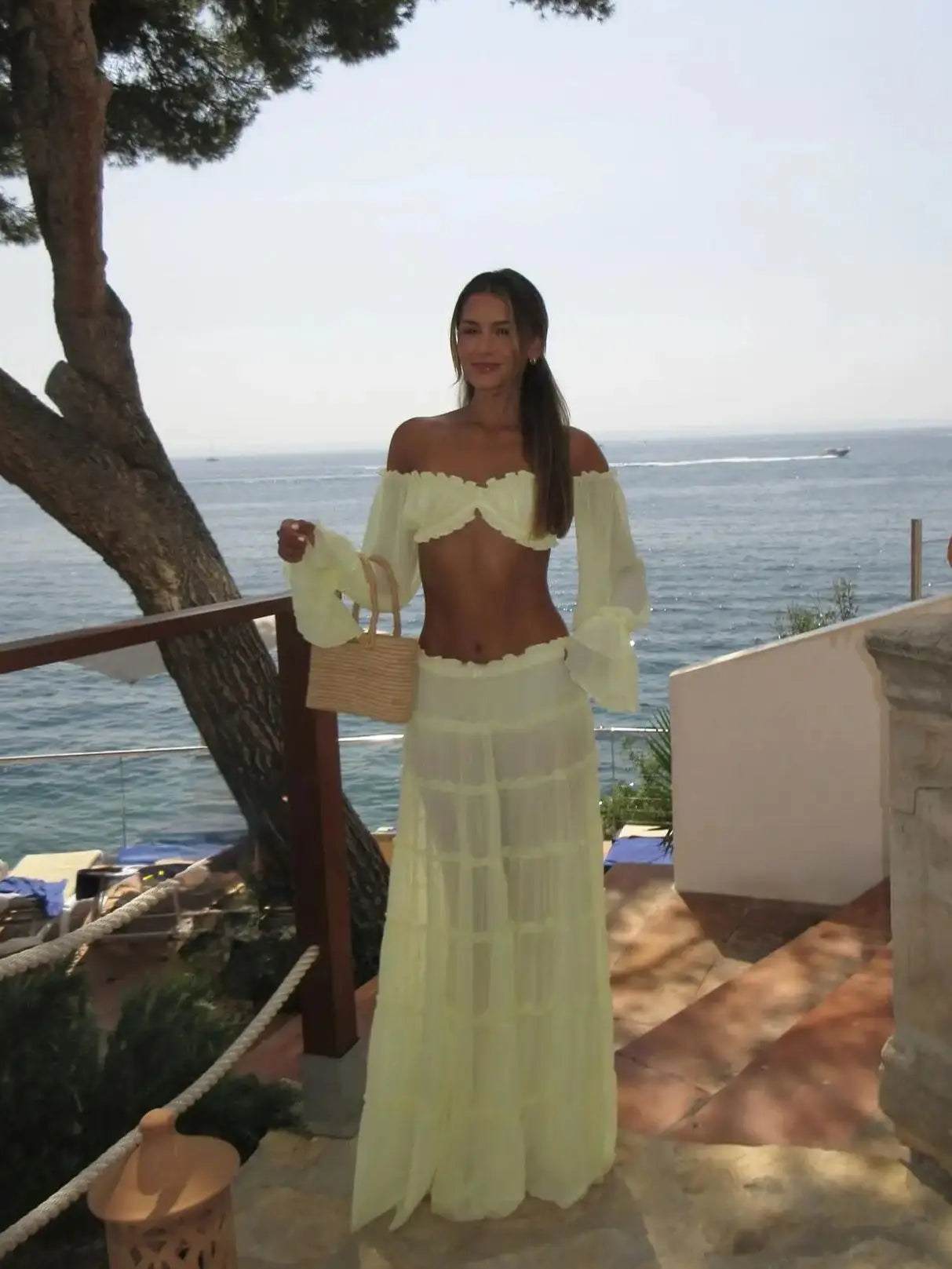 Women's Beach Cover Up Bandage Long Sleeve Dress High Waist Beach Cover ups Summer Bandage Beachwear Dress