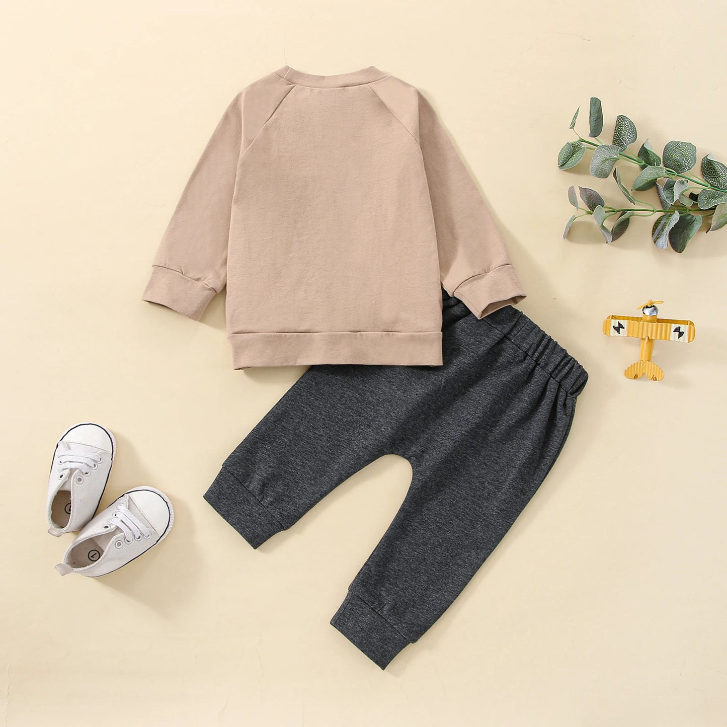0-3Y Autumn Causal Baby Boys Clothes Sets 2pcs Letter Print Long Sleeve Pullover Sweatshirt Tops and Trousers