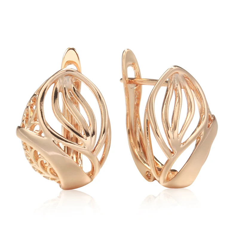 Glossy Dangle Earrings For Women 585 Rose Gold Colour