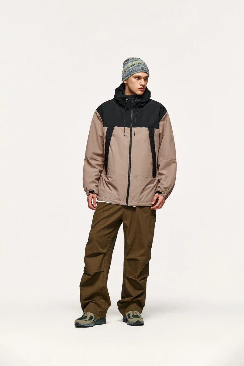 Unisex Winter Arctic Velvet Inner Parkas  High Neck Windproof Cotton Padded Hooded Jacket Outdoor Coat